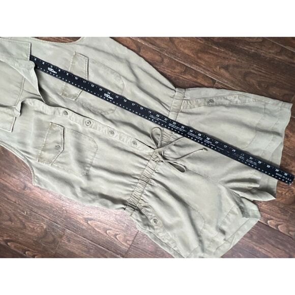 WOMENS BELLA DAHL LIGHT OLINE GREEN SLEEVELESS COLLARED UTILITY ROMPER TENCEL M - Picture 10 of 12